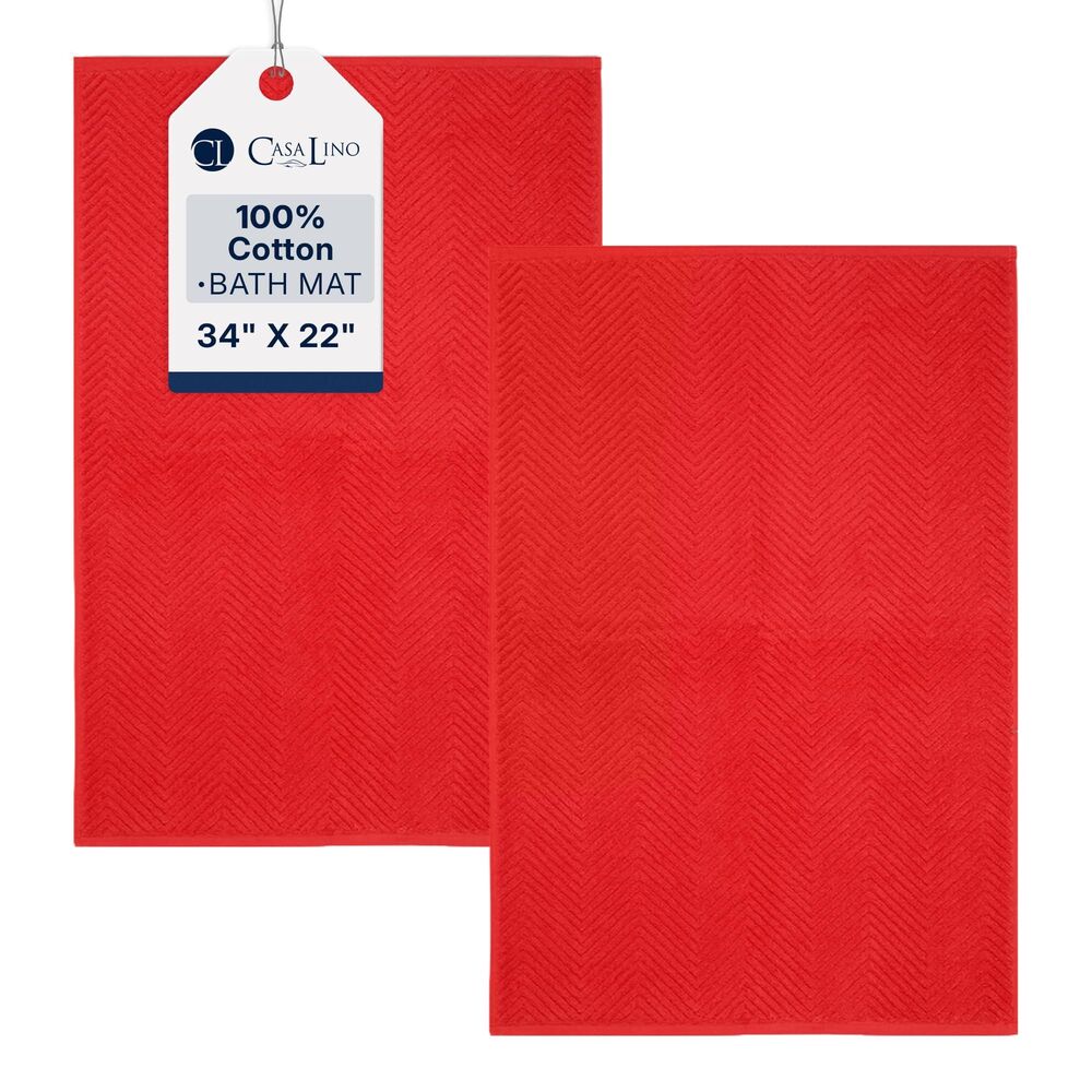 Red Cotton Bath Mat Set (2 Pack, 34x22")